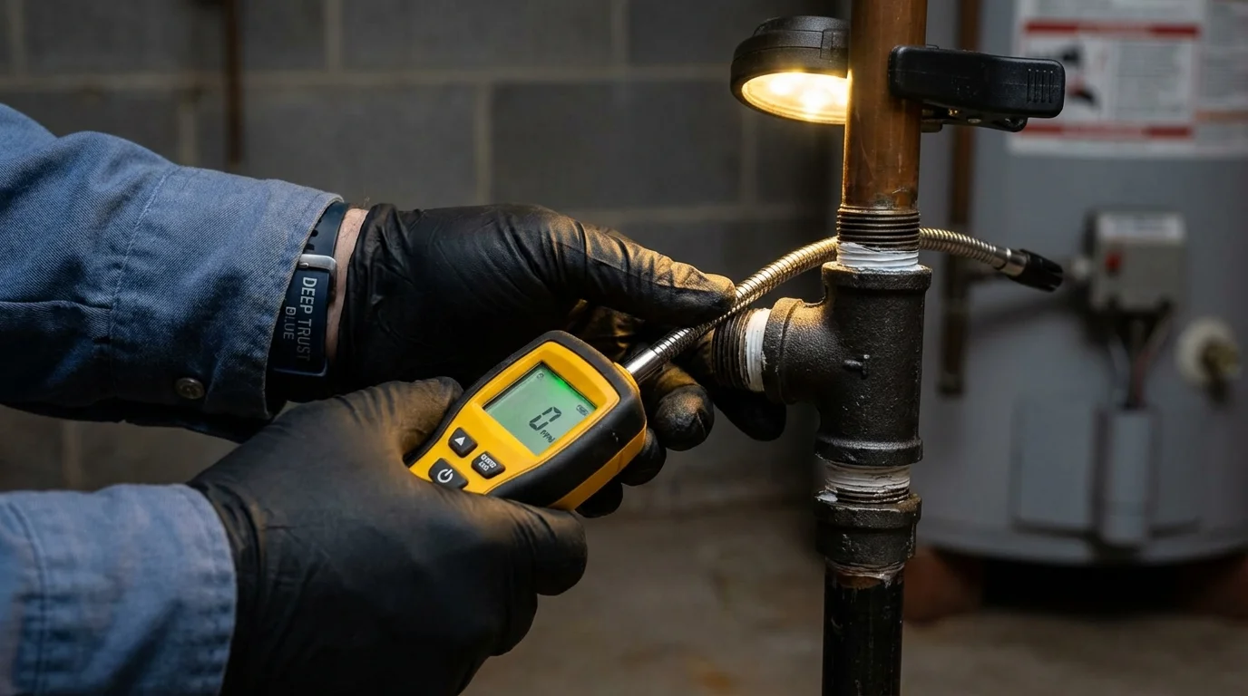 Gas leak detection with electronic sniffer by Johns Plumbing LLC in Orleans