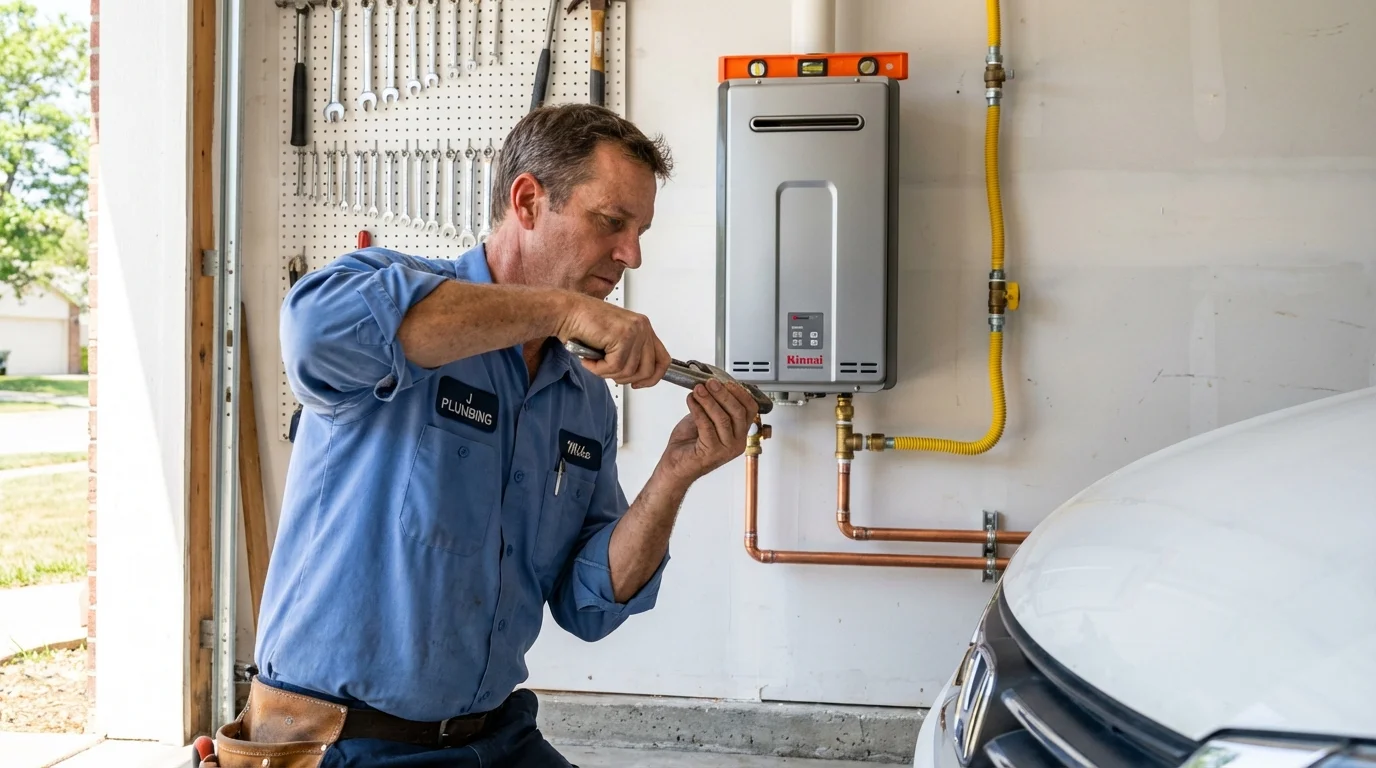 Tankless water heater installation by a Johns Plumbing LLC plumber in Orleans